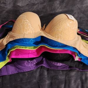 Elegant Lace Trim Bra Set - Multicolor